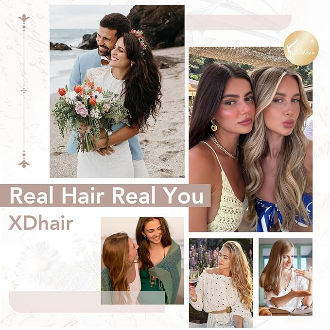 XDhair Clip in Hair Extensions Real Human Hair 100g 6pcs 16Inch Ash Brown Clip in Remy Hair Extensions for Women (#8,16Inch)