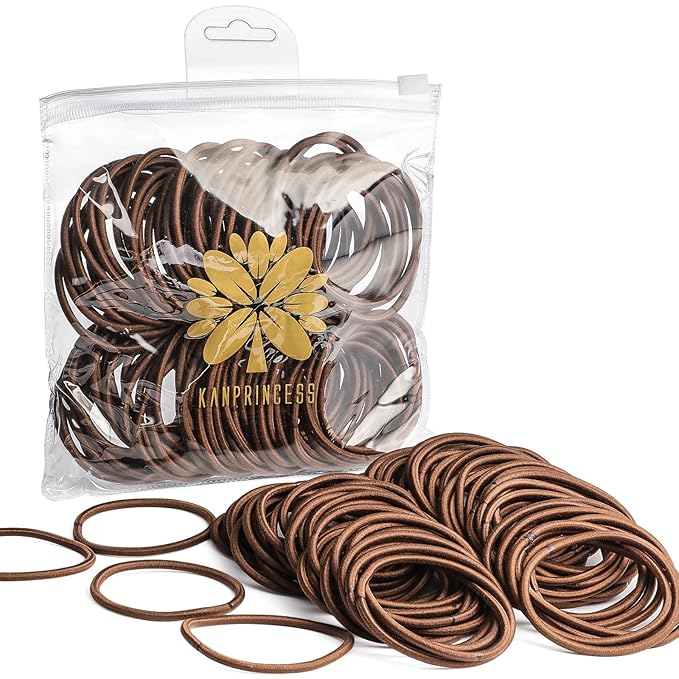 Brown Hair Ties, Ponytail Holders No Damage For Women, Elastic Hair Bands For Thin and Thick Hair (100 PCS)