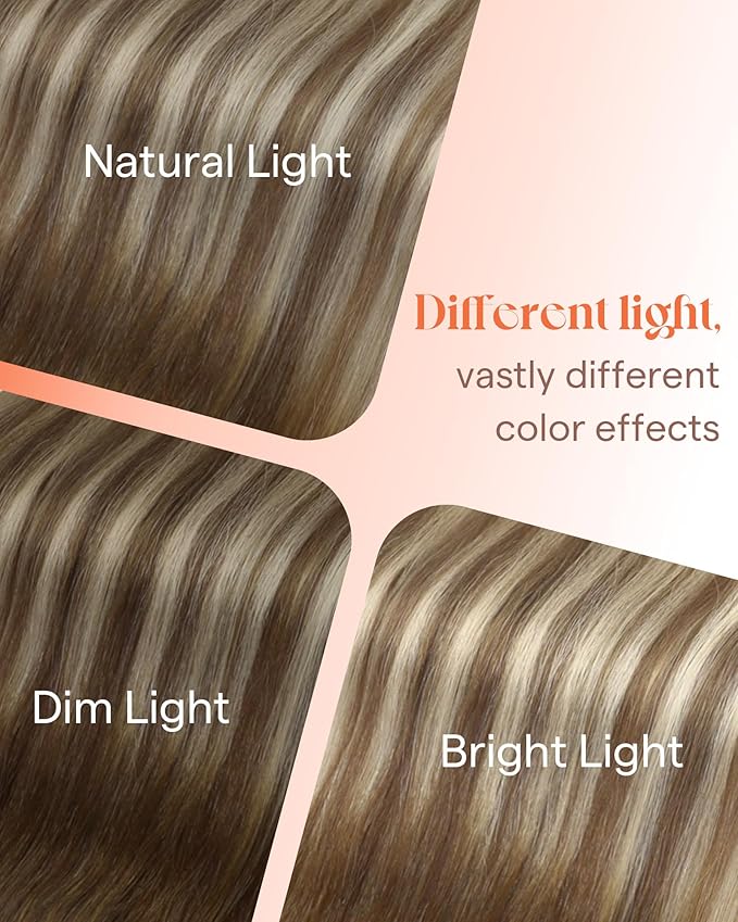 Sunny Hair Tape in Hair Extensions Real Human Hair Invisible Remy Hair Extensions Tape ins for Women Medium Brown Ombre PLatinum Blonde Balayage 18 inch 25G