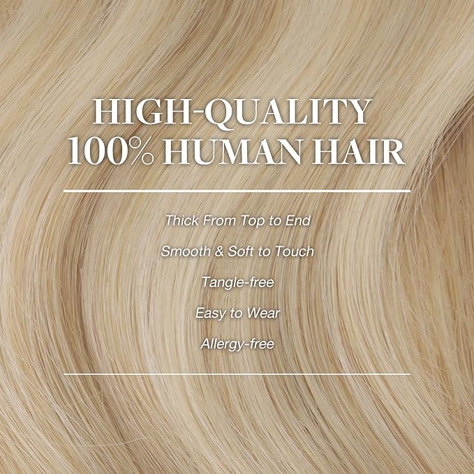 GOO GOO Clip in Hair Extensions Real Human Hair, Remy Human Hair Extensions Clip ins for Women, Natural Human Hair, 22inch 120g 7Pcs, 18A/613A Dark Blonde Highlighted Bleach Blonde