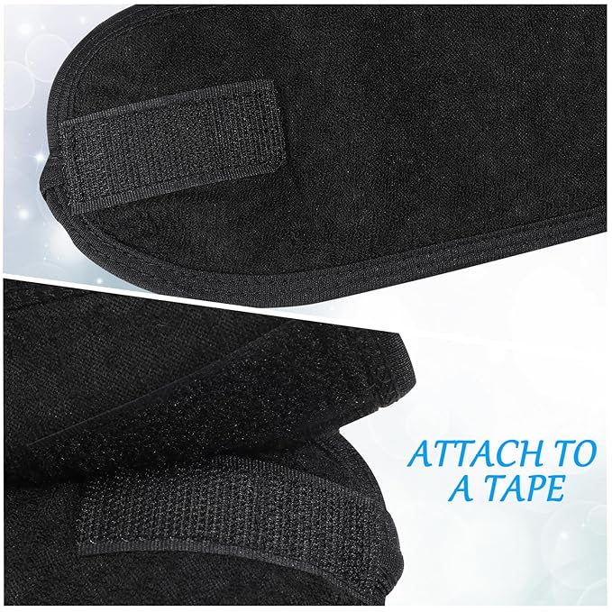 Hoteam 30 Pack Spa Headband Facial Esthetician Hair Wrap for Women Adjustable Makeup Sports Shower Stretch Towel with Tape(Black)