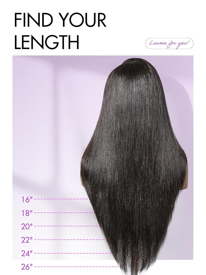 LUVME HAIR 7x6 All-Day Comfor Wig PartingMax Lace Wigs 200% Density Yaki Straight Lace Front Wigs Human Hair Pre Cut Plucked Lace Frontal Glueless 24 Inches Natural Black Color