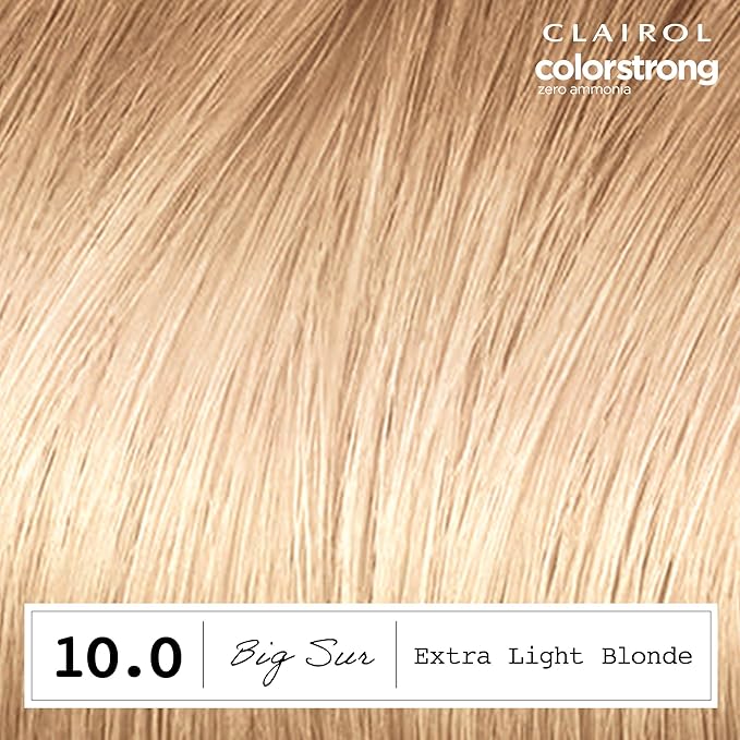 Clairol ColorStrong Permanent Zero Ammonia Hair Dye, 10.0 Extra Light Blonde - Big Sur Hair Color, Pack of 1