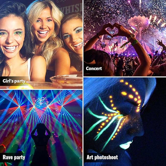 BOBISUKA UV Shimmer Glow Liquid Eyeliner Set, 7 Colors Glitter Neon Colored Eyeliners Pen, Colorful Waterproof Pigmented Graphic Liners, Metallic Eye Makeup Kit for Rave Accessories Party