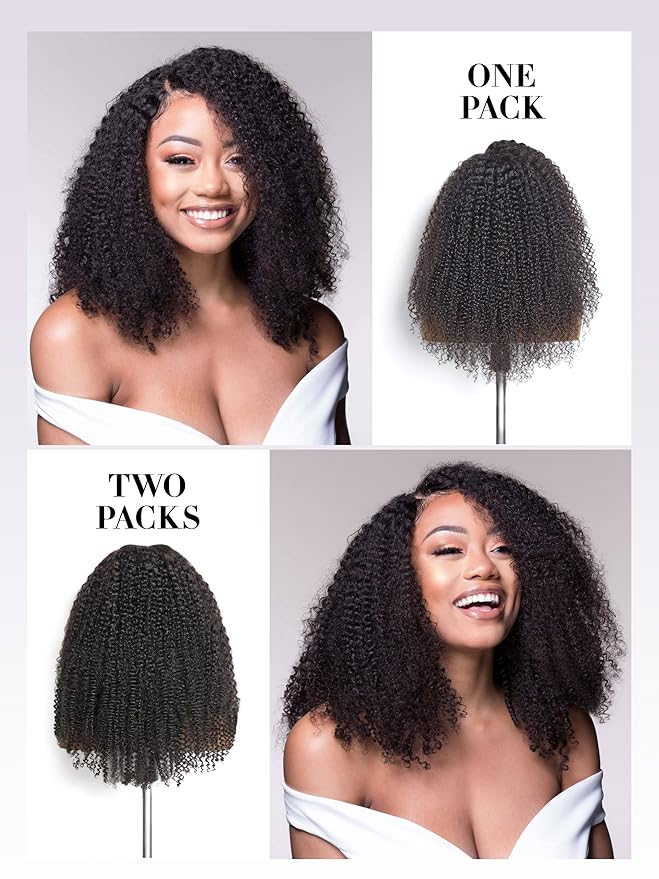 LUVME Curly Hair Extensions Clip ins for Women, Full Head with 2 Pack 270g 14pcs 24Inch Clip in Hair Extensions Raw Virgin Hair Kinky Curly Clip ins