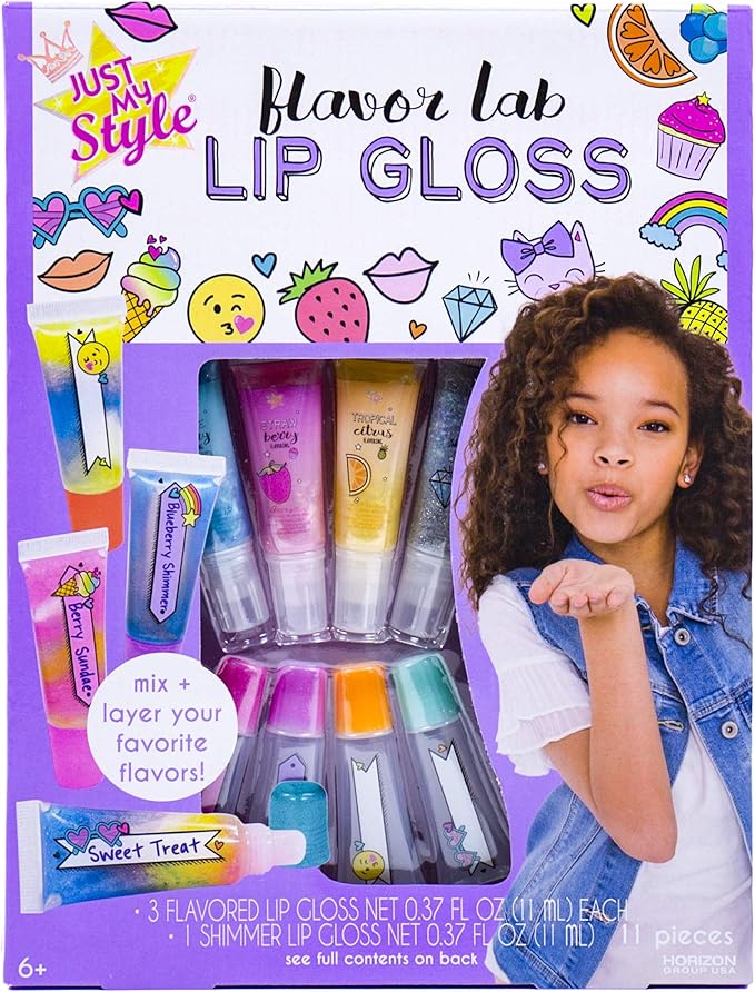Just My Style Flavor Lab Lip Gloss by Horizon Group USA, DIY 4 Custom Lip Glosses By Mixing Colorful Flavors & Lip Shimmer. Flavors, Shimmer, Lip Gloss Tubes Mixing Stick & Instructions Included