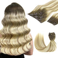GOO GOO Clip in Hair Extensions Real Human Hair, Remy Human Hair Extensions Clip ins for Women, Natural Human Hair, 22inch 150g 9Pcs, 5A/90/16F Bahamian Balayage