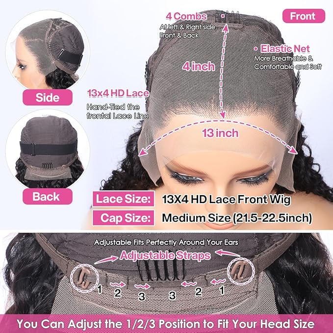 CYNOSURE HD Lace Front Wigs Human Hair Pre Plucked 180% Density Kinky Curly Lace Frontal Wigs Human Hair Glueless Natural Black Color 28inch