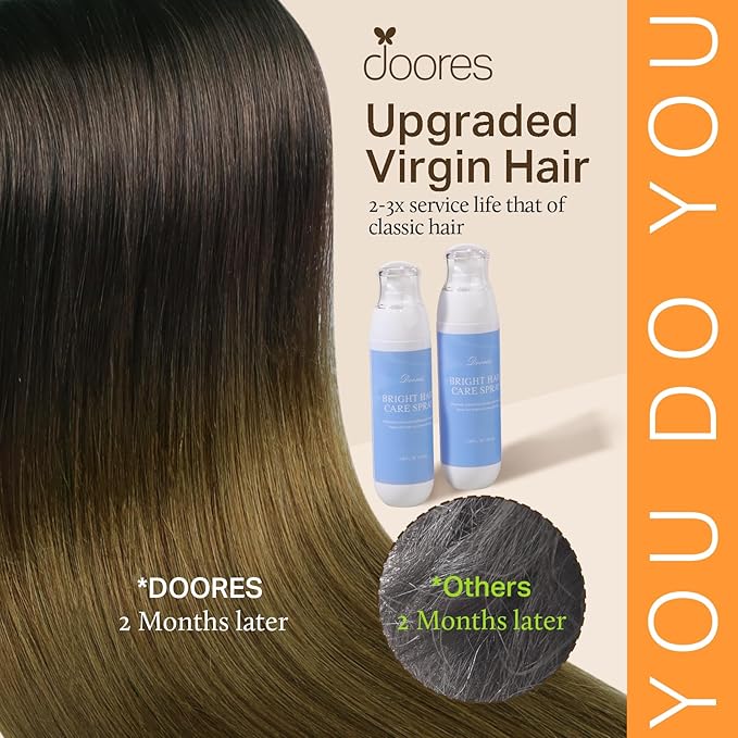 DOORES Seamless Clip in Hair Extensions Human Hair, Chocolate Dip Color Melt 7pcs 150g 20 Inch, Remy Hair Natural Straight Hair Thin Weft Hair invisible Edge