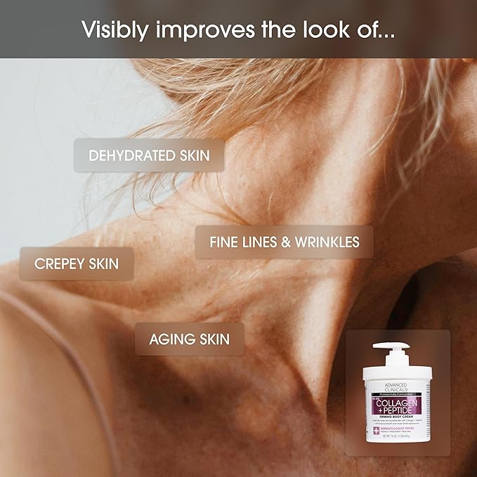 Advanced Clinicals Retinol Cream + Collagen Peptides Body Moisturizer & Face Lotion 2PC Skin Care Set | Dry Skin Body Lotion For Women & Men To Help Improve Appearance Of Crepey Skin, 2PC Bundle