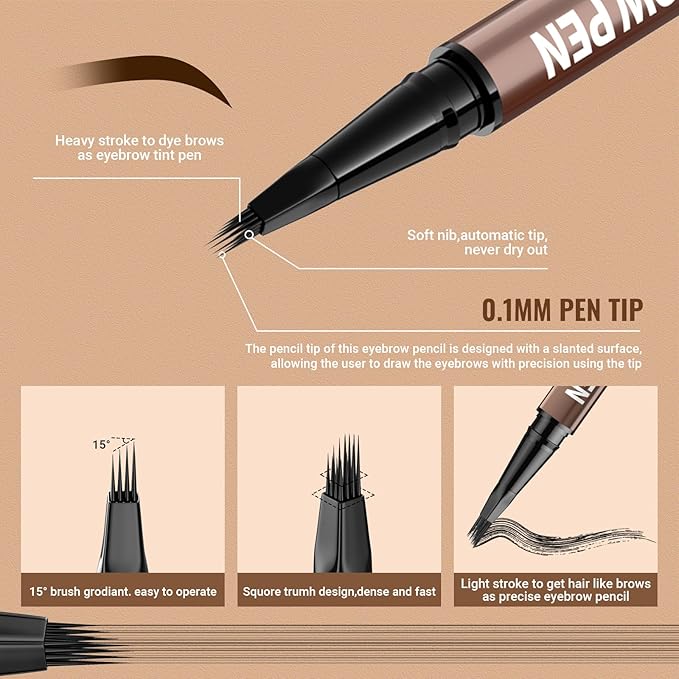 iMethod Eyebrow Pen - Eyebrow Pencil,2-in-1 Eyeliner Dual-Ended Microblading Eyebrow Pencil Long Lasting Waterproof Hair-Like Brow Pencil,with Eyebrow Brush,Eyebrow Pencils for Women,Black