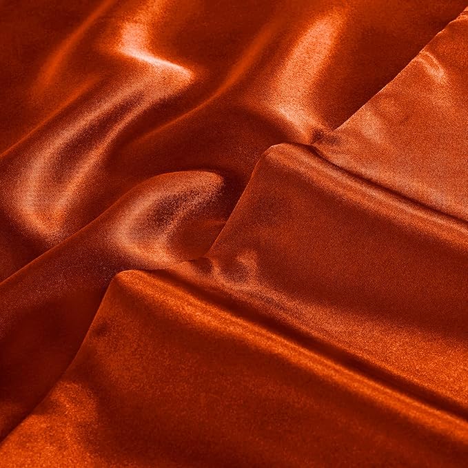 Aormenzy Satin Pillow Cases for Women Queen Size Set of 2, Burnt Orange Satin Pillowcase for Hair with Envelope Closure Silky Pillow Covers Wrinkle, Fade Resistant (20x30 Inches)