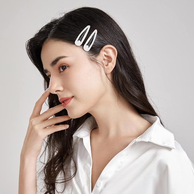 Dofash 12PCS Snap Hair Clips For Women-Non Slip & Metal Hair Barrettes, 5cm 2'' Small Clips For Thin & Fine Hair,White