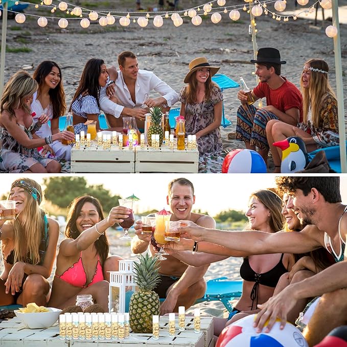 Dunzy 50 Pcs Thank You Gift Lip Balm Bulk Baby Shower Party Favors Bridal Shower Favor Lip Care with Assorted Fruit Flavors Thank You Lipstick for Guest Basket Gift Stuffer (Summer Beach)