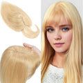 SEGO 100% Real Human Hair Toppers, with Air Bangs, Silk Base 150% Density, Clip in Topper, 2.7肺5.1・ HairPieces for Women, with Thinning/Hair Loss Cover Gray