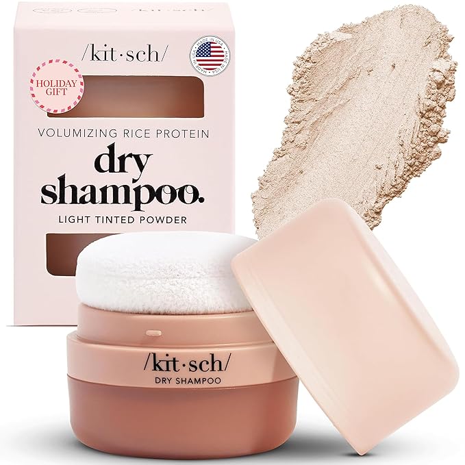 Kitsch Dry Shampoo Powder with Rice Protein for Women & Men - Unscented, Volumizing, No White Cast,Organic, Paraben Free, Non Aerosol for Oily and Light Hair, Travel Size | Ideal Gifts for Women - 8g