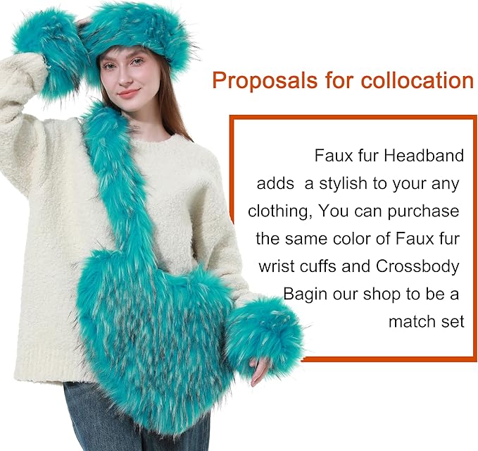 Faux Fur Headband for Women Winter Earwarmer Earmuff with Elastic