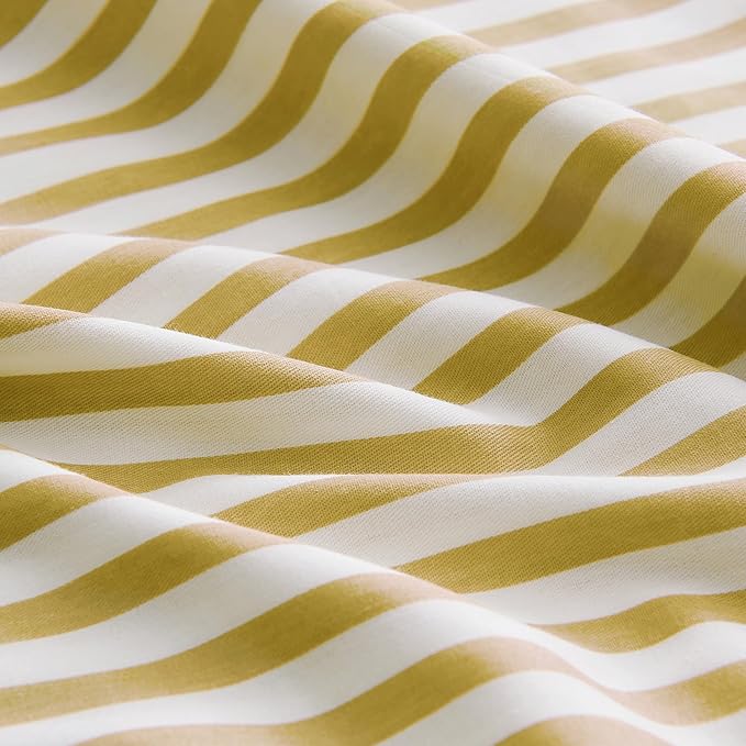 JELLYMONI 100% Natural Cotton Striped Standard Pillowcases Set, 4 Pack White and Yellow Stripes Pillow Covers with Envelope Closure(Pillows are not Included)