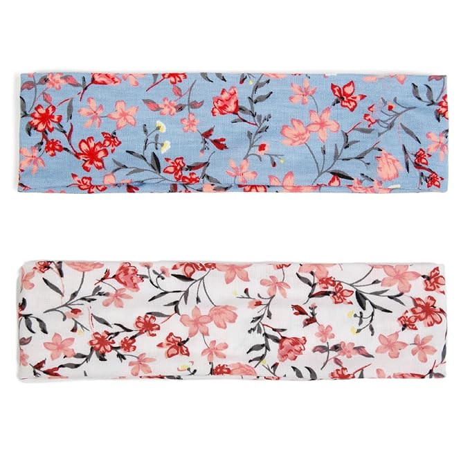 TERSE Headbands for Women Trendy Floral Print - Non Slip Summer Head Bands Soft Fabric Hair Bands for Workout Yoga Running Sport