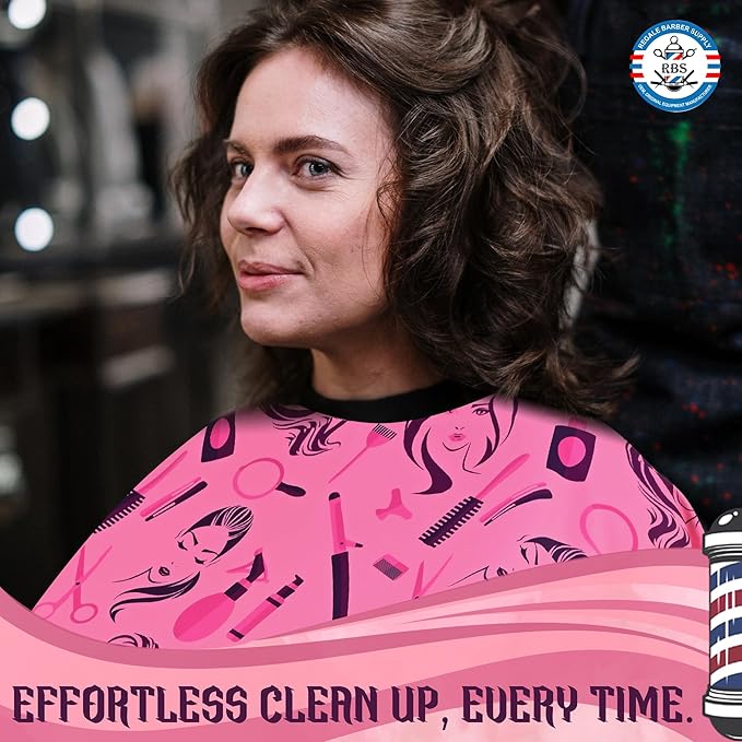 Professional Hairstylist And Shampoo Salon Cape, Waterproof & Stain Resistant Cape, Soft Neckband, Durable & Reusable Client Cover & Comfort Material, Rose Pink