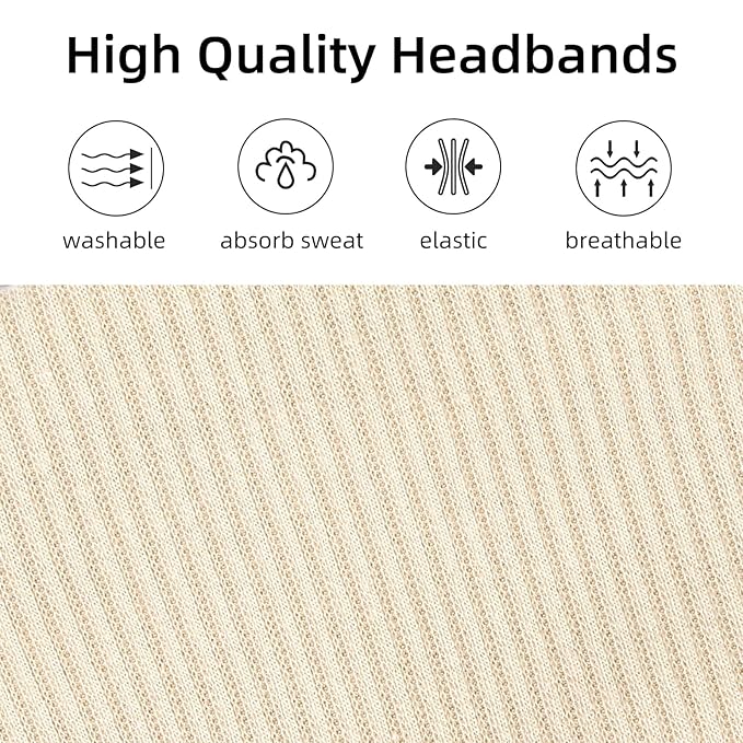 TERSE Headbands for Women Wide Non Slip Boho Head Bands Soft Elastic Thick Hairbands Fashion Workout Yoga Hair Accessories, 6 Pack