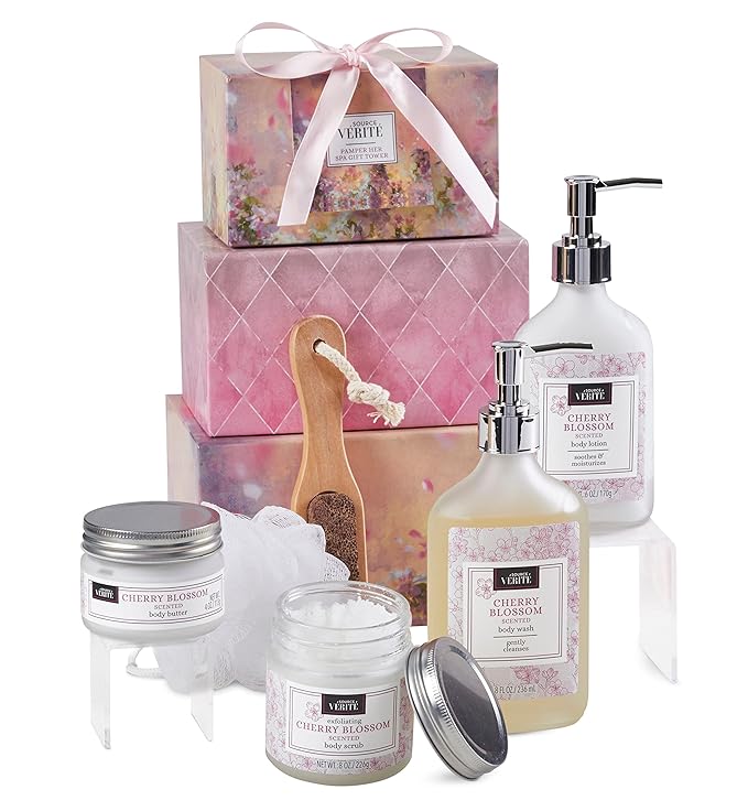 Source Verite Pamper Her Spa Tower (Cherry Blossom), Spa Gift Sets, Luxury Gifts, Women's Gifts