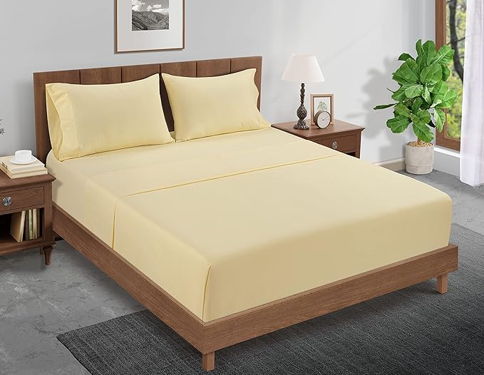 LANE LINEN 100% Organic Cotton Pillow Cases Set of 2 - Standard Size - Soft Pillow Cases - Vanilla