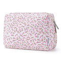 Narwey Cute Floral Makeup Bag Travel Cosmetic Bag Organizer Toiletry Bag Make Up Bags with Compartments for Women Girls (Green Leaves and Flower, Large)