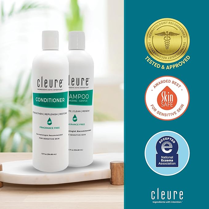 Cleure Hydrating Fragrance Free Conditioner - Hypoallergenic, SLS Free & Paraben Free - Unscented (12 Fl Oz, Pack of 1)