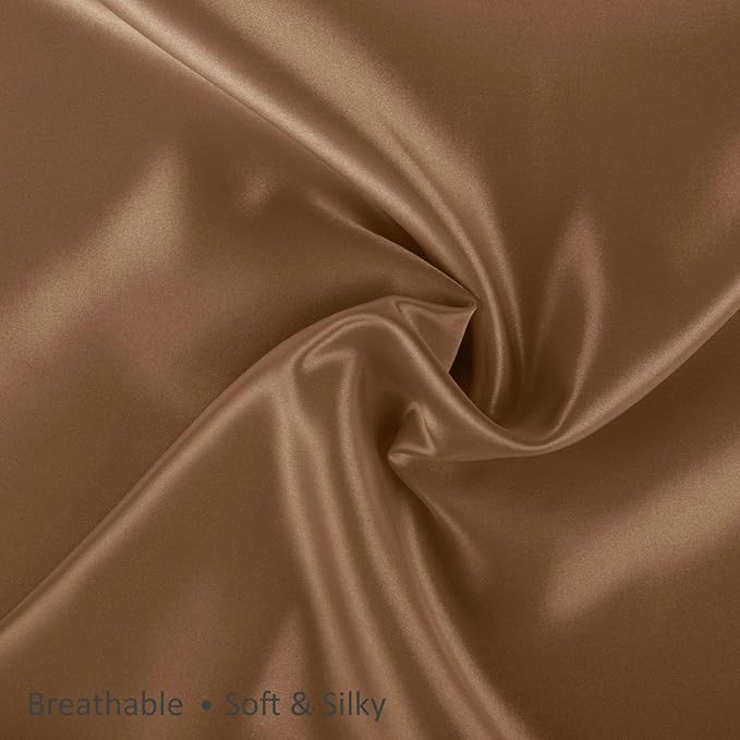 BLISSFORD Luxury Satin Pillowcase for Hair – Queen Satin Pillowcase with Zipper, Camel (Pillowcase Set of 2)
