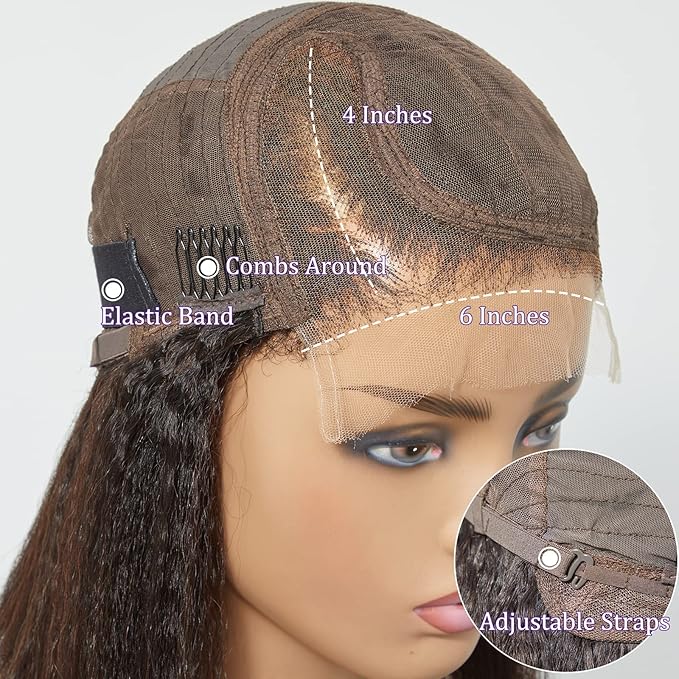 LUVME HAIR 4C Kinky Edges Lace Front Bob Wig 10 Inch Short Kinky Straight Human Hair Wig Glueless Deep Side Parted Lace Bob Wig with Natural Hairline For Women