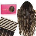 WENNALIFE Tape in Hair Extensions Human Hair, 40pcs 100g 18 inch Balayage Natural Black to Chestnut Brown Hair Extensions Real Human Hair Straight Tape in Extensions Invisible Human Hair Extensions