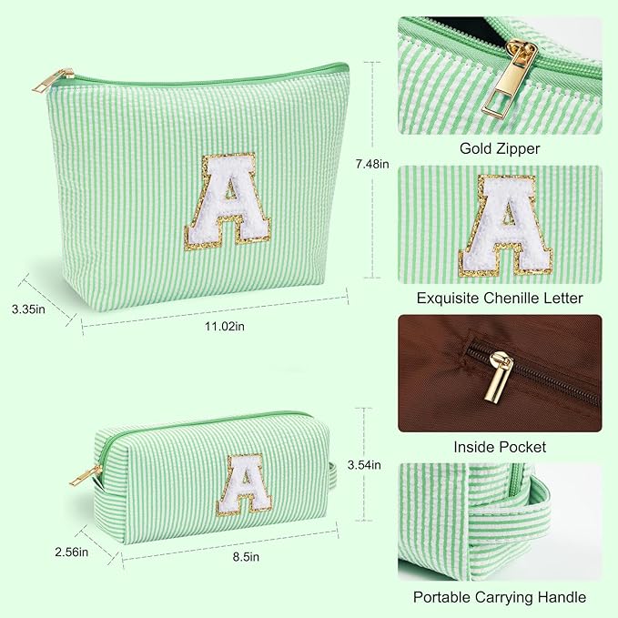 YOOLIFE Cute Makeup Bag for Women Girls - Personalized Teenager Girl Gift Ideas | Initial Make Up Bag | Gifts for Women Friends | Skin Care Bag | Mothers Day Gifts | Tween Girls Trendy Stuff L