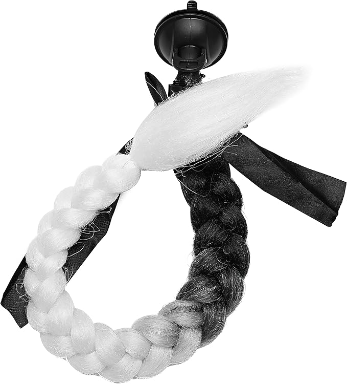 SEGO 1PCS/2PCS Helmet Pigtail Braids with Detachable Suction Cup Bowknot Ponytail Hair Many Colors (Helmet not Included)