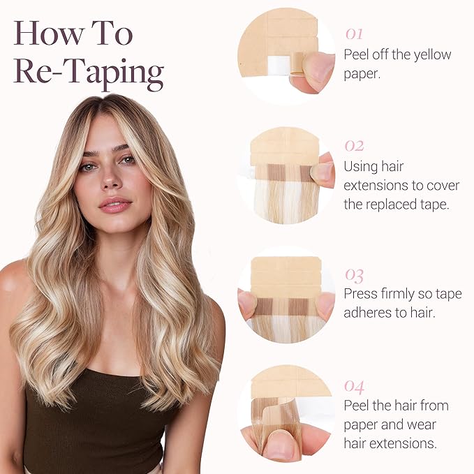 GOO GOO Tape in Hair Extensions Human Hair, 60A Platinum Blonde, 22inch 50g 20pcs, Skin Weft Seamless Invisible, Silky Straight with Thick Ends, Remy Human Hair