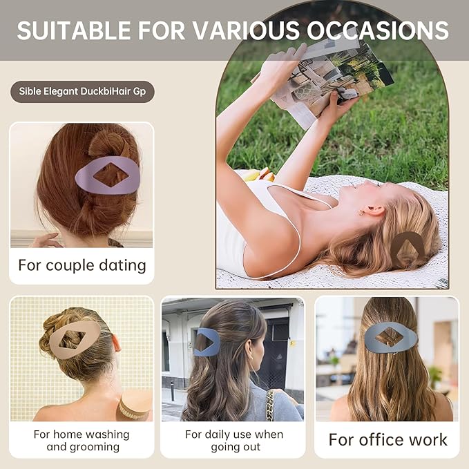 6 Pcs Flat Hair Clips for Women – Nonslip Duckbill Hair Clips, Strong Hold Styling Clips, Sectioning Duckbill Barrettes for Salon & Everyday Use (C)