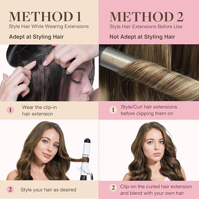 GOO GOO Clip in Hair Extensions Real Human Hair, Remy Human Hair Extensions Clip ins for Women, Natural Human Hair, 18inch 110g 7Pcs, 2C/4E/6C Brown Sugar Swirl Highlights
