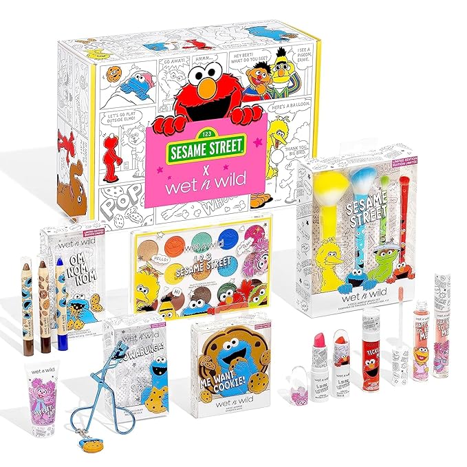 wet n wild Sesame Street Limited Edition PR Box - Makeup Set with Versatile Brushes, Vibrant Buildable & Blendable Palettes & Lip Glosses for Unique Looks, Cruelty-Free & Vegan