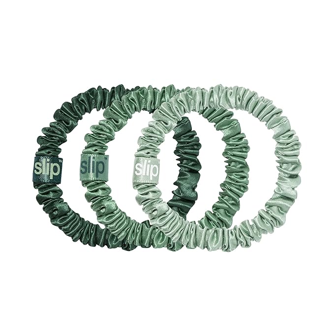 SLIP Amazon Exclusive Skinny Scrunchies: Anti-Crease, Anti-Breakage Slipsilk™ Design Protects Delicate Hair | Includes 3 Pure Silk Scrunchies, Fresh