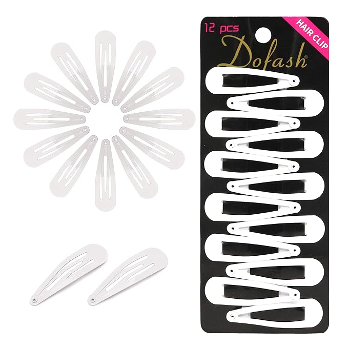 Dofash 2IN/5CM Small White Snap Hair Clips Metal Hair Barrettes Hair Grips Hair Accessories Hair White Hair Clips For Women Thin Hair - 36Count (Snow White 3 Sets)