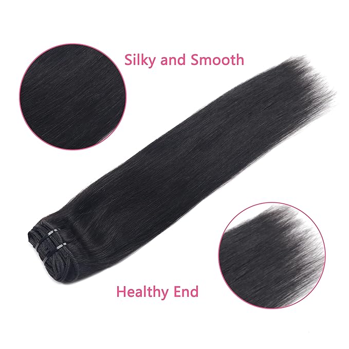 18 Inch Clip in Hair Extensions Real Human Hair Clip ins For Women 120 Gram Double Weft Brazilian Virgin Hair EasiContour Clip on Hair Extensions 8pcs (18inch,#1B)