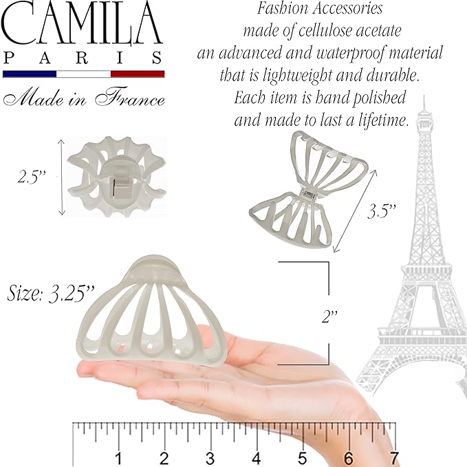Camila Paris CP3633 French Octopus Hair Clip - Large, Durable No-Slip Grip Claw Clip for Thick, Long, Wavy Hair - Made in France