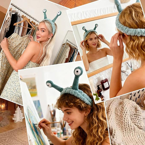 3pcs Spa Headband Cute Hair Band for Washing Face Women Microfiber Makeup Headbands with Snails Frog Crab Designs Coral Fleece Face Wash Facial Head Wraps Hair Lace for Cosmetic Shower
