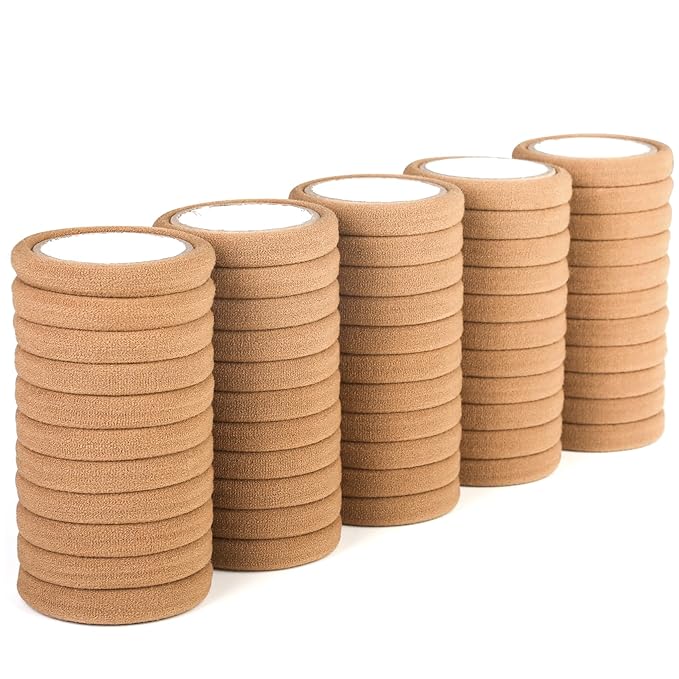 50PCS Seamless Hair Ties for Women Thick Hair, Soft Pony Tails, Large Elastic Hair Bands, Thick Ponytail Holders No Damage, Light Brown, 2 Inch in Diameter