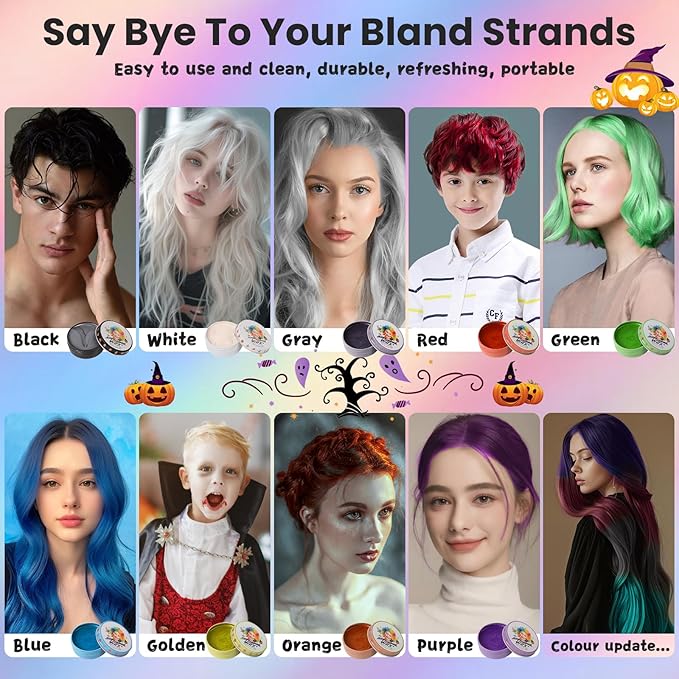 Temporary Purple Hair Color Wax for Kids, Women Men Colored Hair Styling Mud, Washable Style Violet Dye for Girl Boy Teens, DIY Instant Hair Coloring Gel Cream for Cosplay Halloween Children's Day