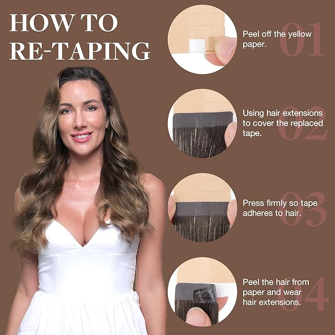 GOO GOO Tape in Hair Extensions Human Hair, 4/26/4 Balayage Chocolate Brown to Honey Blonde, 22inch 50g 20pcs, Skin Weft Seamless Invisible, Silky Straight with Thick Ends, Remy Human Hair