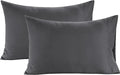 Lane Linen 100% Organic Cotton Pillow Cases Queen Size Set of 2 (20"x30") - Cotton Pillowcases Queen Size - Soft Black Pillow Cases Set of 2 - Queen Pillowcase Pack of 2 - Charcoal