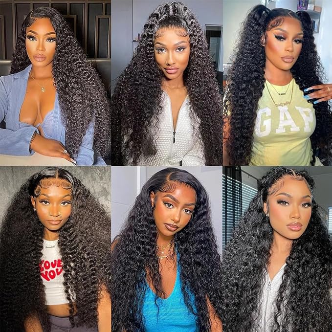 250 density Deep Wave Lace Front Wigs Human Hair Glueless Wig HD Lace Front Wigs Pre Plucked with Baby Hair for Women 13x6 Deep Curly Frontal Wigs Human Hair (20 Inch