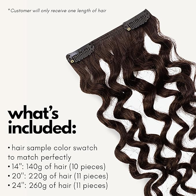 Irresistible Me 3A Curls Real Human Hair Extensions Clip Ins – 100% Human Hair Clip In Extensions for Length & Volume – Invisible Extension – Heat Resistant & Dyeable – Medium Brown, 14 Inches