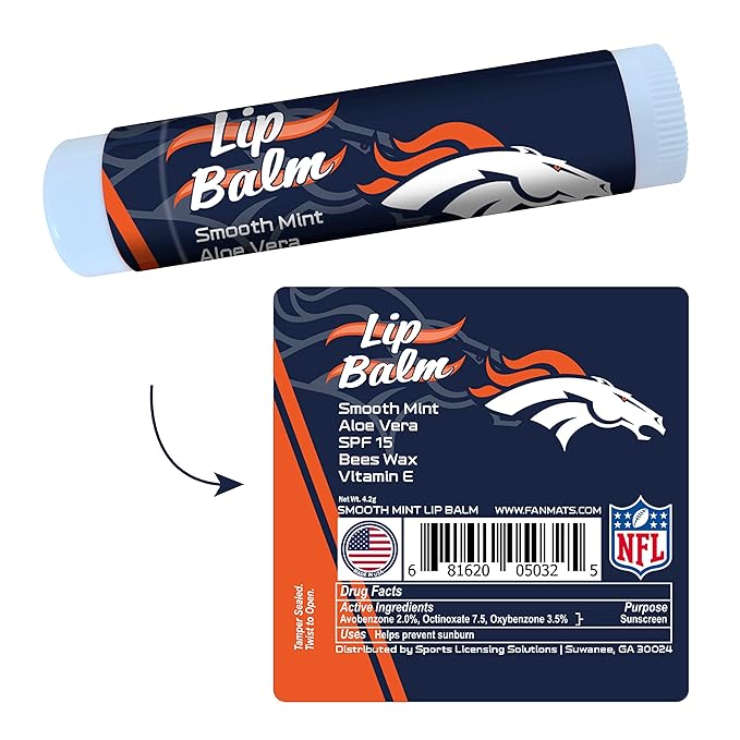FANMATS 34648 Denver Broncos Smooth Mint SPF 15 Lip Balm